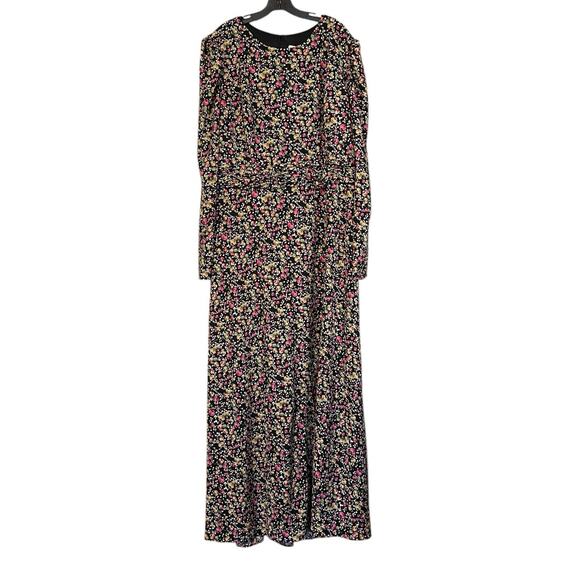 Mac Duggal NWT Style 26916 Size 22 Black Floral Multicolor Long Sleeve Gown - Picture 4 of 9